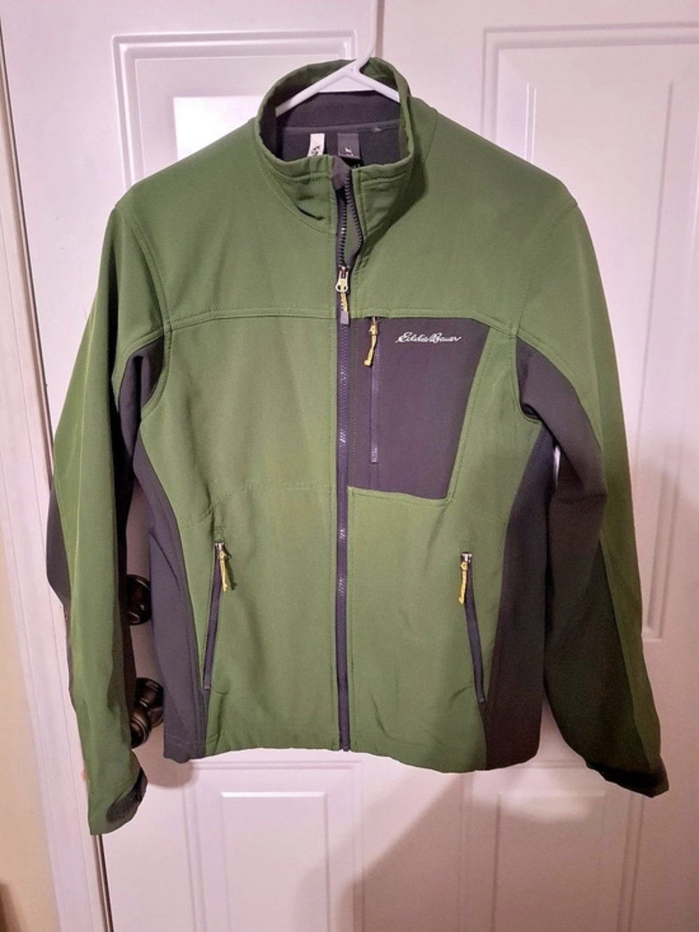 Eddie Bauer WeatherEdge Soft Shell Jacket Men'Small Green & Gray Small